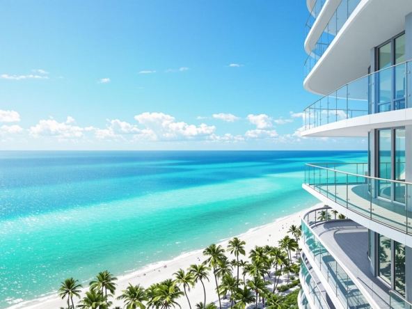 Modern Miami beachfront condo with ocean view.